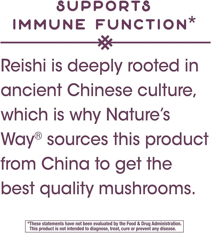Nature’s Way Reishi Mushroom Supports Immune Function* Non-GMO Project Verified Adaptogenic* 100 Capsules
