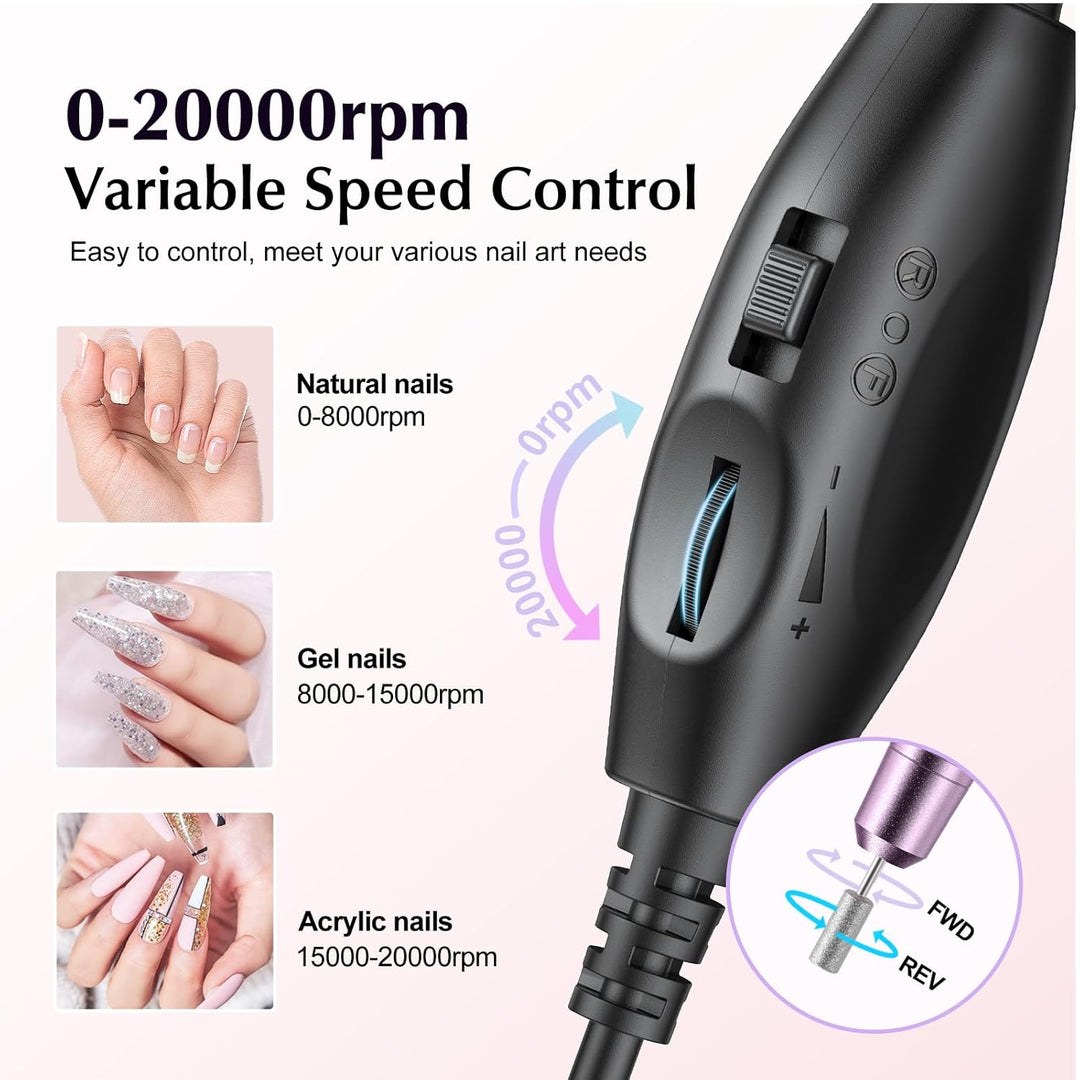 Professional Electric Nail Drill File Kit | Portable Acrylic & Gel Nail Tools