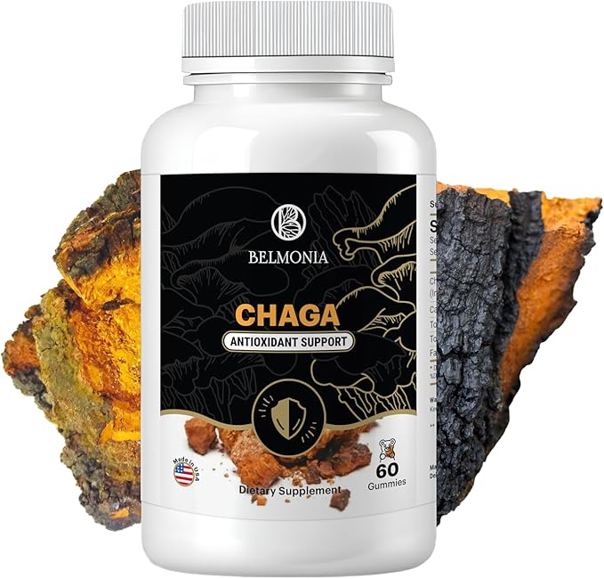 Chaga Mushroom Gummies - Antioxidant Immune Support Supplement - Dietary Mushroom Supplement - 60 Gummies - Made in USA - Shrooms for Health - Delicious & Vegan Frendly