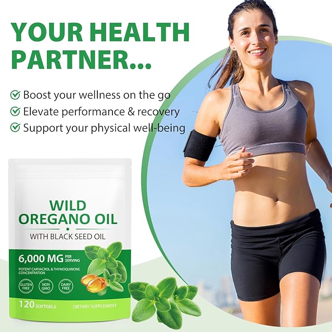 Oil of Oregano 6000mg, Organic Oregano Oil with Black Seed Oil (120 Softgel - 2 Month Supply), Antioxidant & Immune Support, Plant Based, Non-GMO