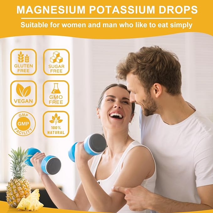 Potassium Magnesium Supplement - High Absorption Magnesium Complex 500mg & Potassium 99mg Plus Calcium, Vitamin D3, Zinc, Sugar Free Drops Supplement for Leg Cramps, Energy, Metabolism, for Adult