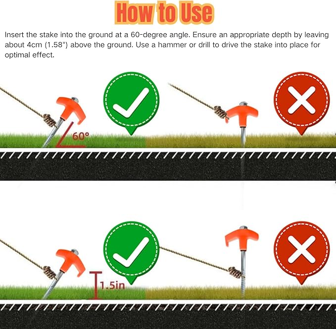 8Pcs Tent Stakes Heavy Duty Camping Stakes, 8" Non-Rust Metal Tent Pegs, Metal Threaded Tent Spikes, Tent Pegs Camping Stakes, Metal Tent Spikes for Outdoor Camping,Garden,Hiking