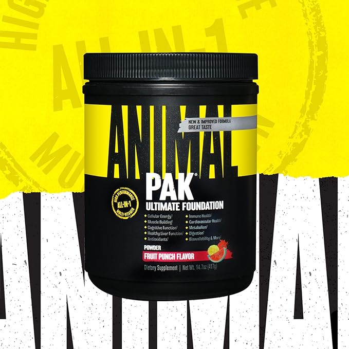 Animal Pak - Convenient All-in-One Vitamin & Supplement Powder - Zinc, Vitamins C, B, D, Amino Acids, Immune Support, Digestive Enzymes, and More - Daily Multivitamin for Women & Men - 60 Scoops
