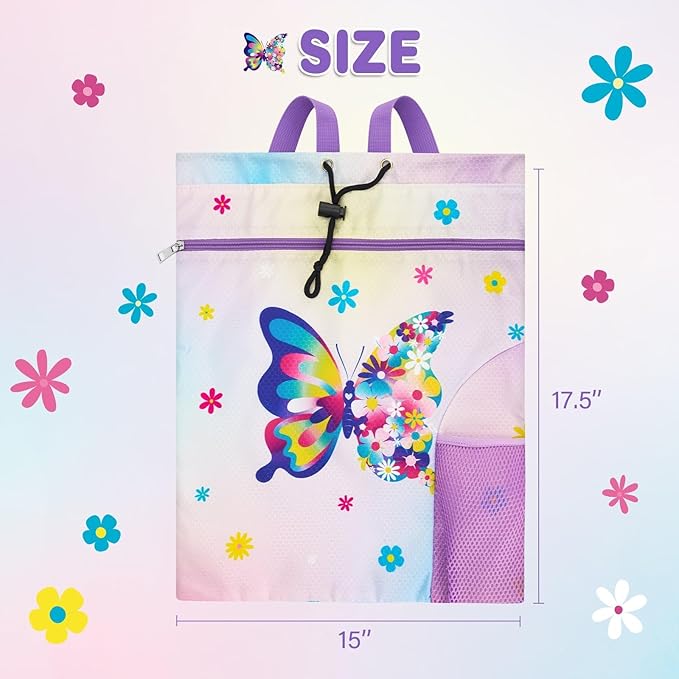 WAWSAM Gym Drawstring Backpack String Bag - 15” x 17” Sports Gym Bag for Kids Waterproof Swimming Beach Shopping Yoga Bag