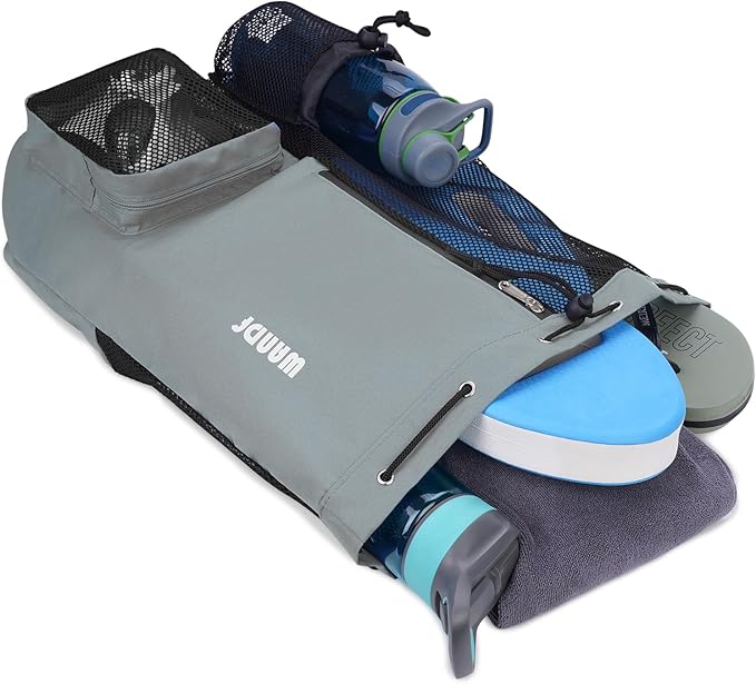 WANDF Swim Bag Mesh Drawstring Backpack with Wet Pocket for Swimming, Gym, and Workout Gear