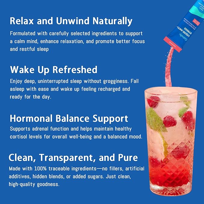 Liquid Anti Stress, Calmify Cortisol Magnesium Powder Sugar Free 20 Ct/Pack