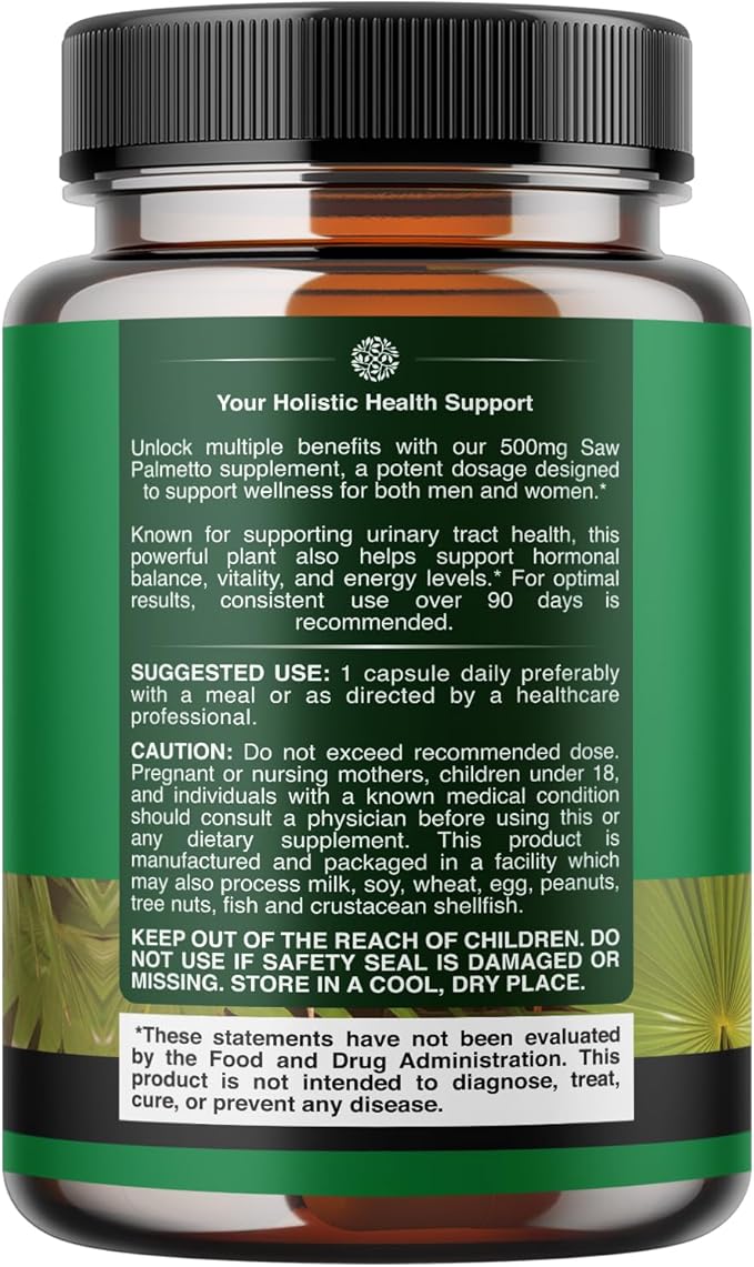 Natures Craft Extra Strength Saw Palmetto Extract - Advanced Saw Palmetto for Women and Men's Hair Health and Urinary Support with Plant Sterols & Flavonoids - Potent Herbal Supplement 120 Capsules