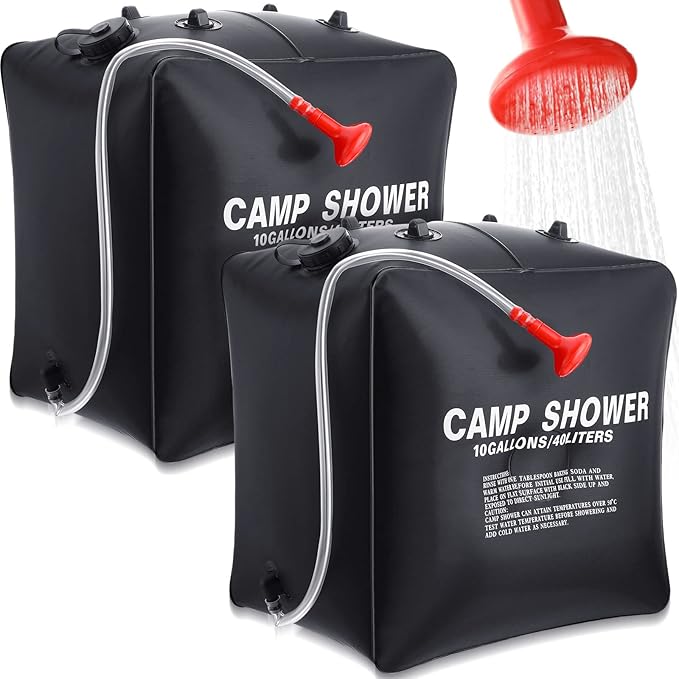 Retisee 10 Gallons/ 40L Solar Camping Showers with Hot Water Portable Camping Shower Bag with Removable Hose Nylon Ropes for Outdoor Hiking Climbing Traveling