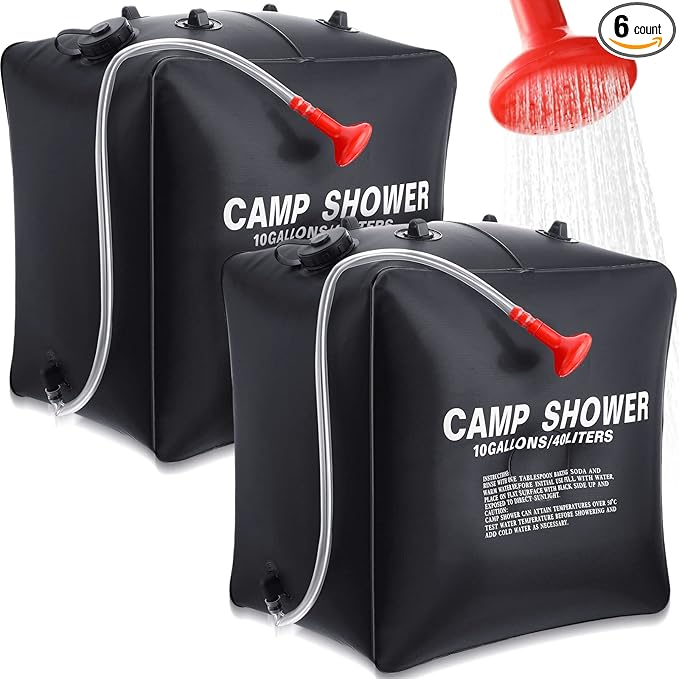 Retisee 10 Gallons/ 40L Solar Camping Showers with Hot Water Portable Camping Shower Bag with Removable Hose Nylon Ropes for Outdoor Hiking Climbing Traveling