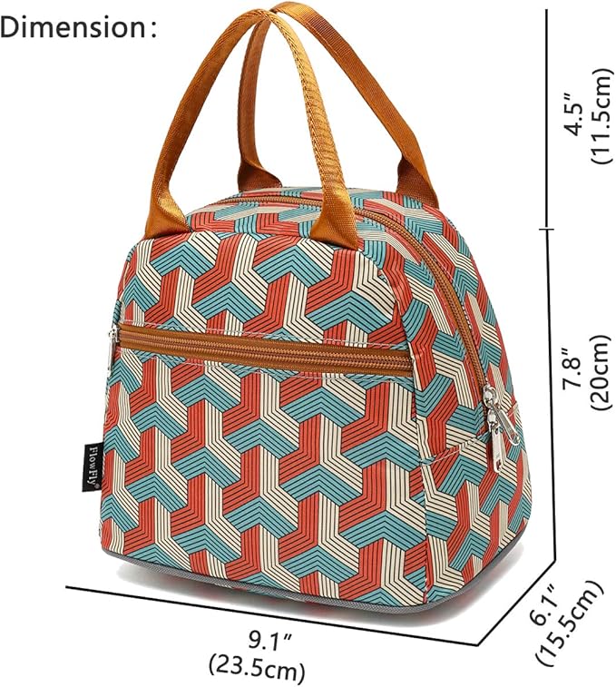 FlowFly Insulated Lunch Cooler Bag - Tote Bag Organizer for Women/Men, Red