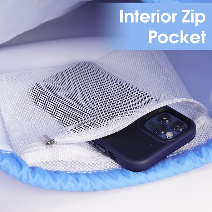 WANDF Drawstring Backpack Sports Gym Bag with Shoulder Pads Water Resistant String Cinch Bag for Women Men (Blue Gradient)