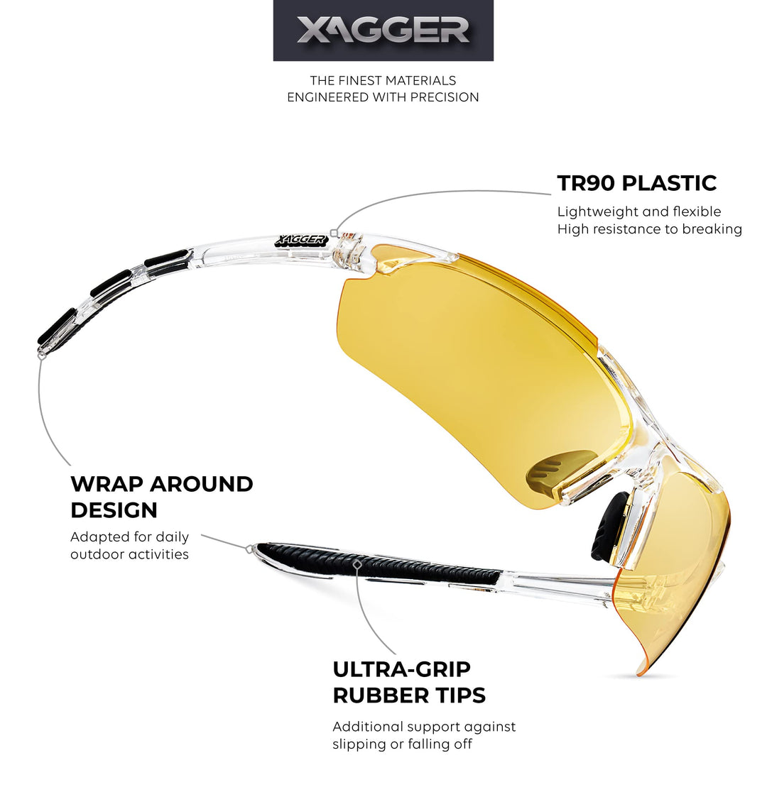 Xagger Polarized Wrap Around Sport Sunglasses for Men Women UV400 Baseball Softball Running Cycling Glasses
