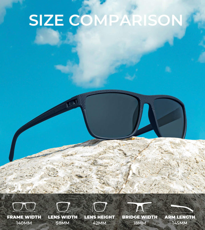 KALIYADI Polarized Sunglasses Men, Lightweight Mens Sunglasses Polarized UV Protection Driving Fishing Golf (Frame Blue|Lens Black/Dark Blue/Red)