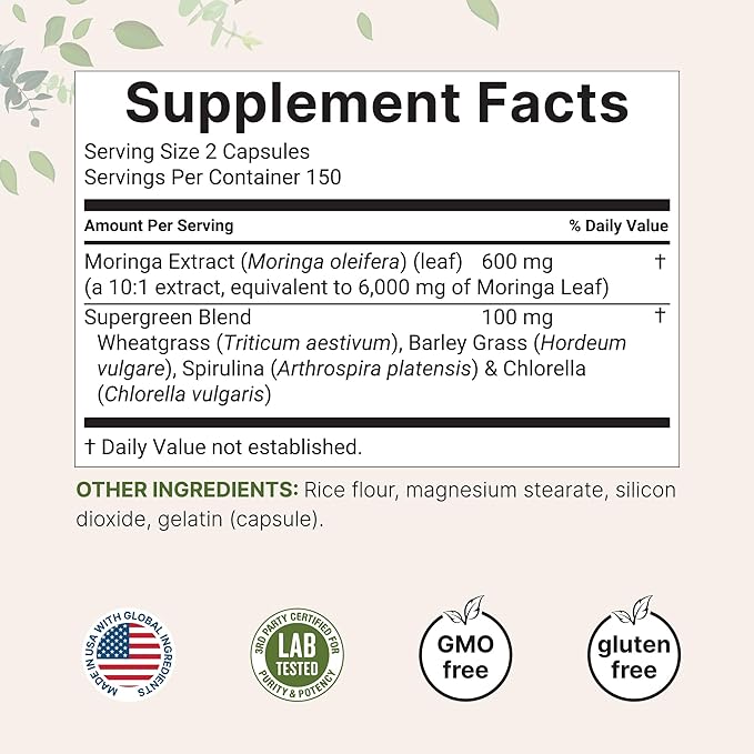 Micro Ingredients Oil of Oregano Softgels 300 Count & Moringa Oleifera 6,000mg Equivalent 300 Capsules Bundle 2 Pack | Carvacrol & Thymoquinone | Antioxidant Supplement