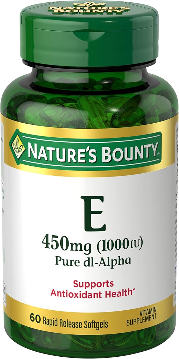 Nature's Bounty Vitamin E 1000 IU Softgels, Supports Antioxidant Health & Immune System, 1 Pack, 60 Softgels