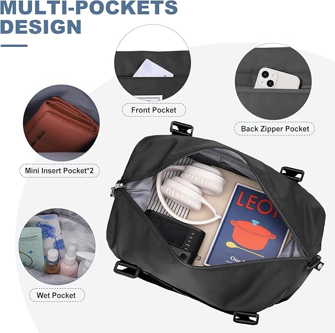 Travel Duffel Bag,Sports Tote Gym Bag,Shoulder Weekender Overnight Bag for Women