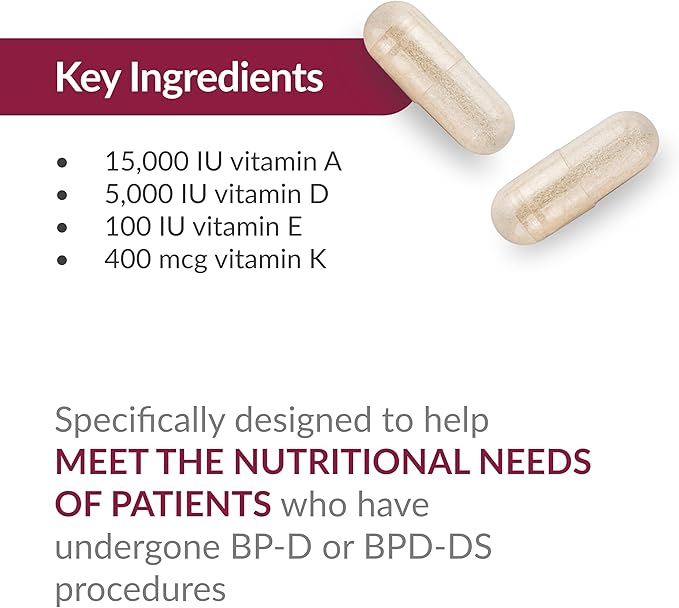 Bariatric Advantage Multi Formula without Iron, High Potency Daily Multivitamin for Bariatric Surgery Patients with 22 Essential Vitamins and Nutrients - 180 Capsules