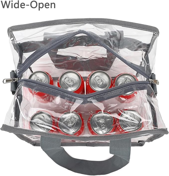 FlowFly Lunch Bag Tote Bag Lunch Organizer Lunch Holder Insulated Lunch Cooler Bag for Women/Men, Clear#Grey, Large