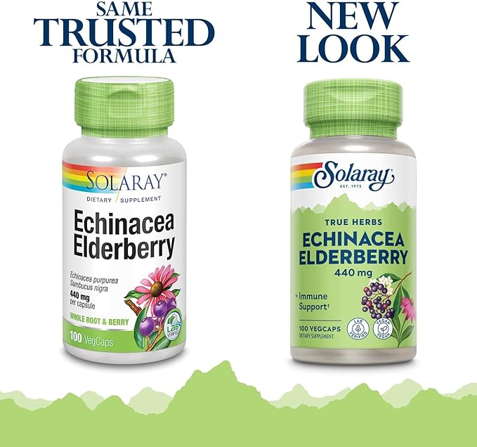 SOLARAY Echinacea and Elderberry Capsules, 440 mg | 100 Count