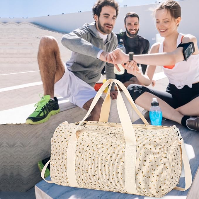 Duffle Bag for Gym Sports Women Girls Workout Travel Bag Weekender with Shoe Compartment and Wet Pocket