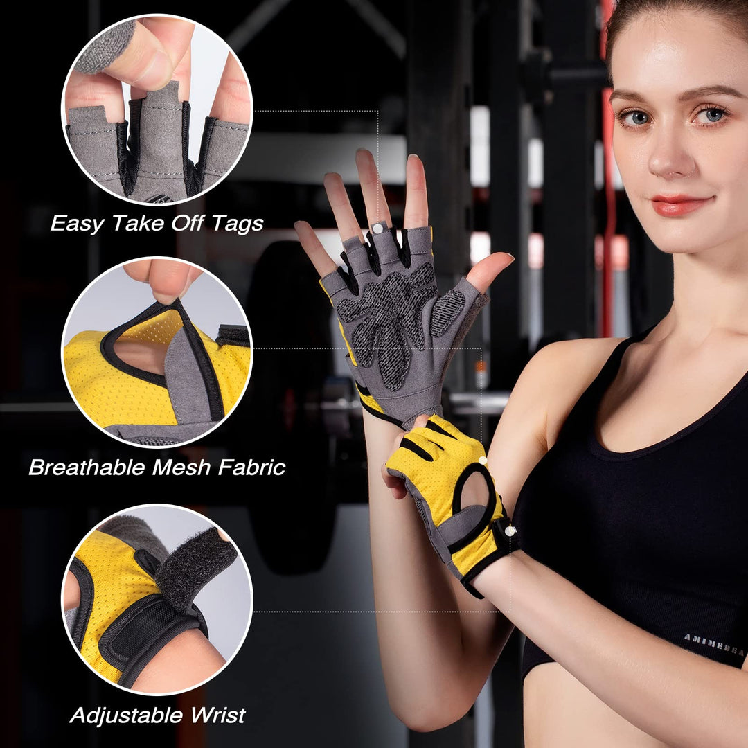 Glofit Workout Gloves for Women Men, Lightweight Weight Lifting Glove Breathable Fingerless Gym Gloves, Exercise, Fitness, Training, Cycling