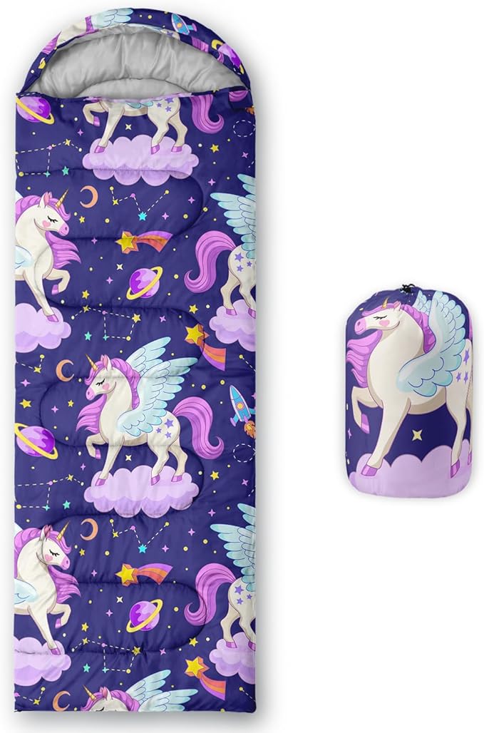 AILONEN Cartoon Fox Camping Sleeping Bag for Boys Girls Adults,Lightweight & Waterproof,3 Season Warm & Cold Weather,Portable,Kawaii Fox Printed Sleeping Bag,Traveling,Camping,Hiking