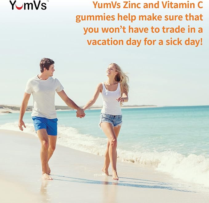 Zinc Vitamin C and Echinacea Gummies for Adults and Kids by YumVs | Chewable Gummy - Vegetarian, Halal, Kosher | Orange Flavor - 60 Count