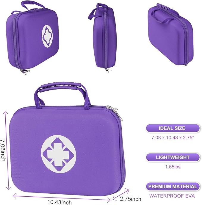 300PCS Home First Aid Kit for Hiking Car Home Emergency Kit First Aid Multiple Purpose Case Outdoor Backpacking Gear for Disaster Preparedness Purple
