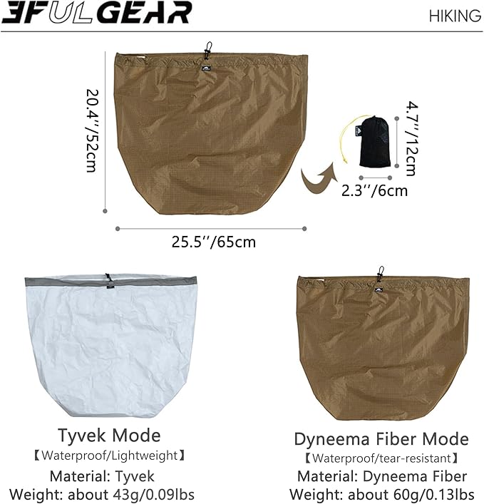 3F UL Gear Sleeping Bag Feet Waterproof Cover, Lightweight Tear Resistance Waterproof Cover with Adjusting Tape & Waterproof Press-Glue for Botton of Sleeping Bag, 0.22LBS