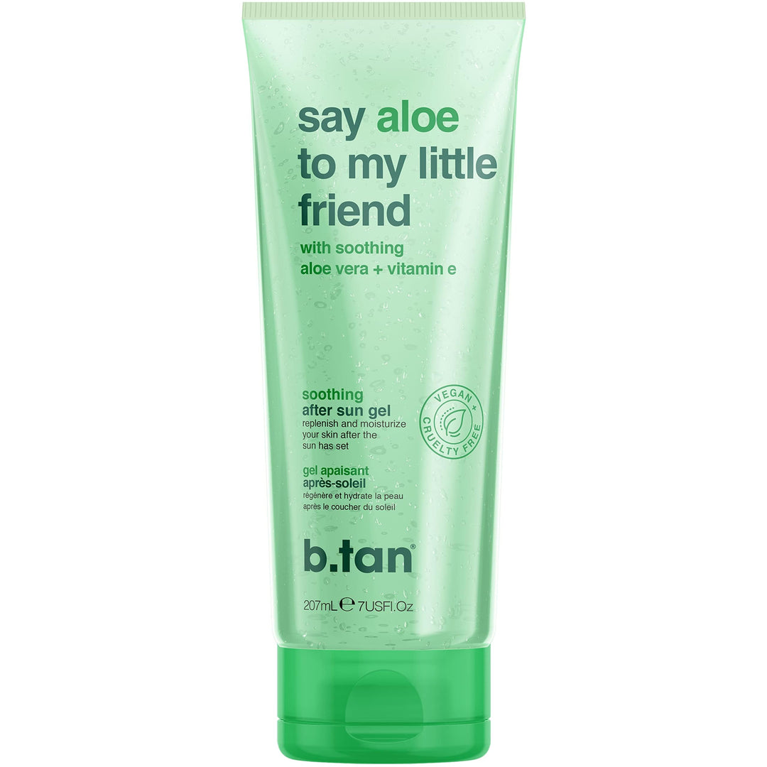 B.TAN Aloe Vera Gel Face & Body | Say Aloe To My Little Friend - Hydrating, Soothing After Sun Lotion Aloe Gel, Vitamin E, Pure Sun Burn Skin Relief, Soothing, 7 Fl Oz