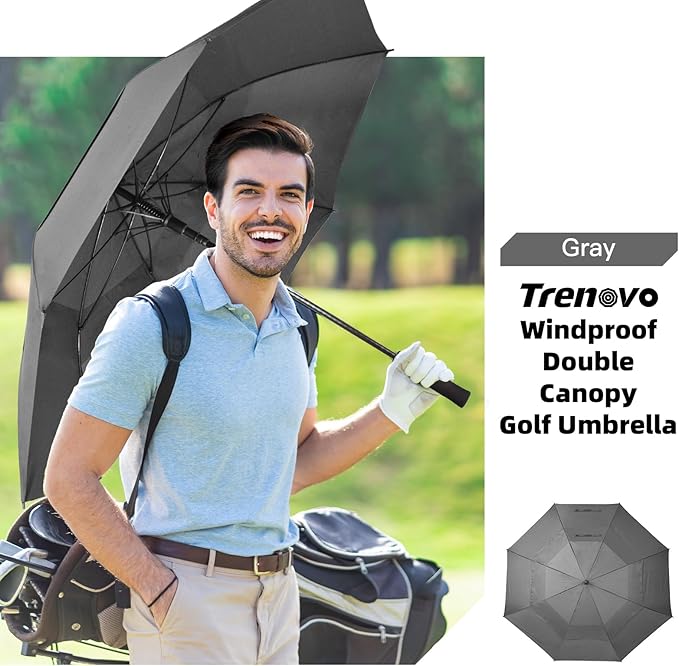 Auto Open Golf Umbrellas 62/68/72 Inch Extra Large Oversize for Business & Home, Ventilated Double Canopy Windproof Waterproof Stick Umbrella for Rain & strong wind