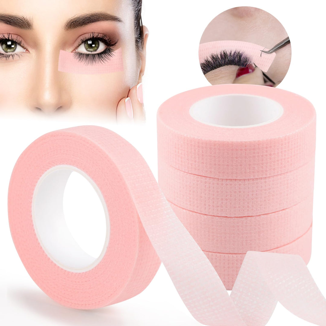 Ebanku 5 Rolls Eyelash Extension Tape, Eyelash Tape For Lash Extension Breathable Micropore Fabric Tape For Eyelash Extension Su