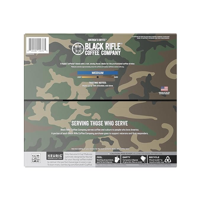 Black Rifle Coffee Company CAF, Medium Roast K Cups, 50 Single Serve Coffee Pods