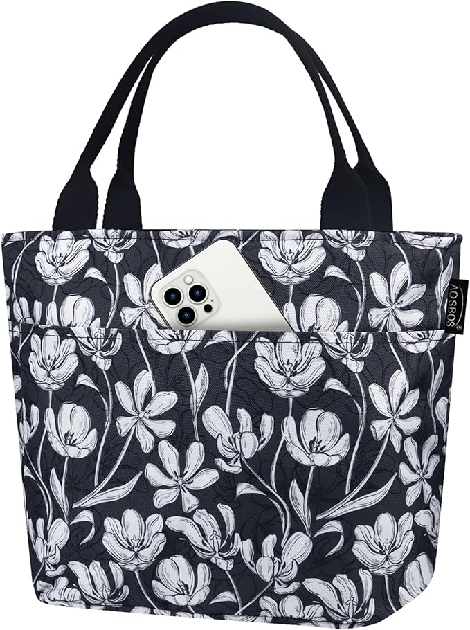 Aosbos Lunch Bag Women - Leakproof Insulated Lunch Bags for Adult Lunch Box for Women Lunch Tote Bag Lunch Cooler Bags Lunchbox Bag, Loncheras Para Mujer for Work Travel Picnic Gym, Tulip