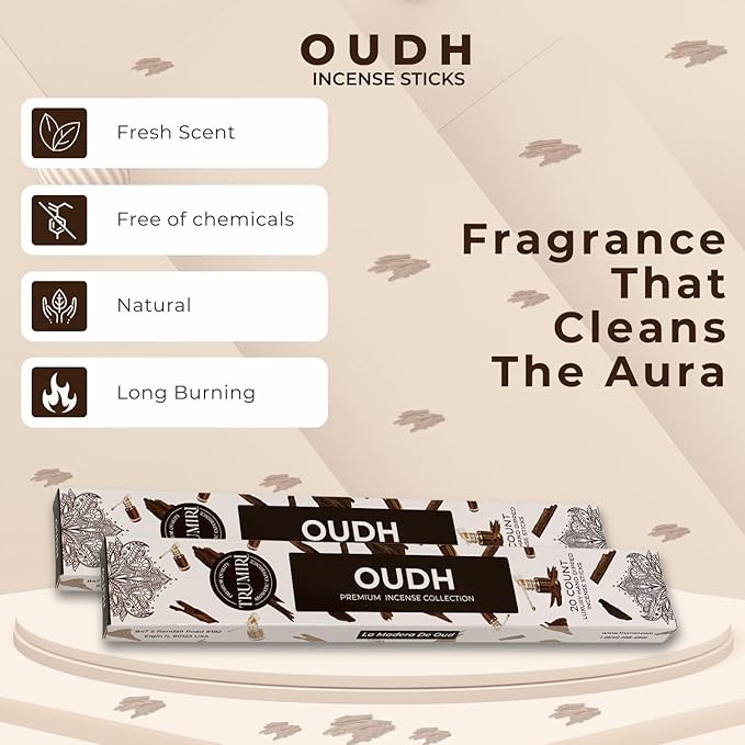 Oud Incense Sticks - Agarwood - Total 40 Insence-Sticks - Dual Pack of 20 Insense - Inciensos - Inscents - Natural Non Toxic Ingredients - Incents - Incence - Inscense - Insents