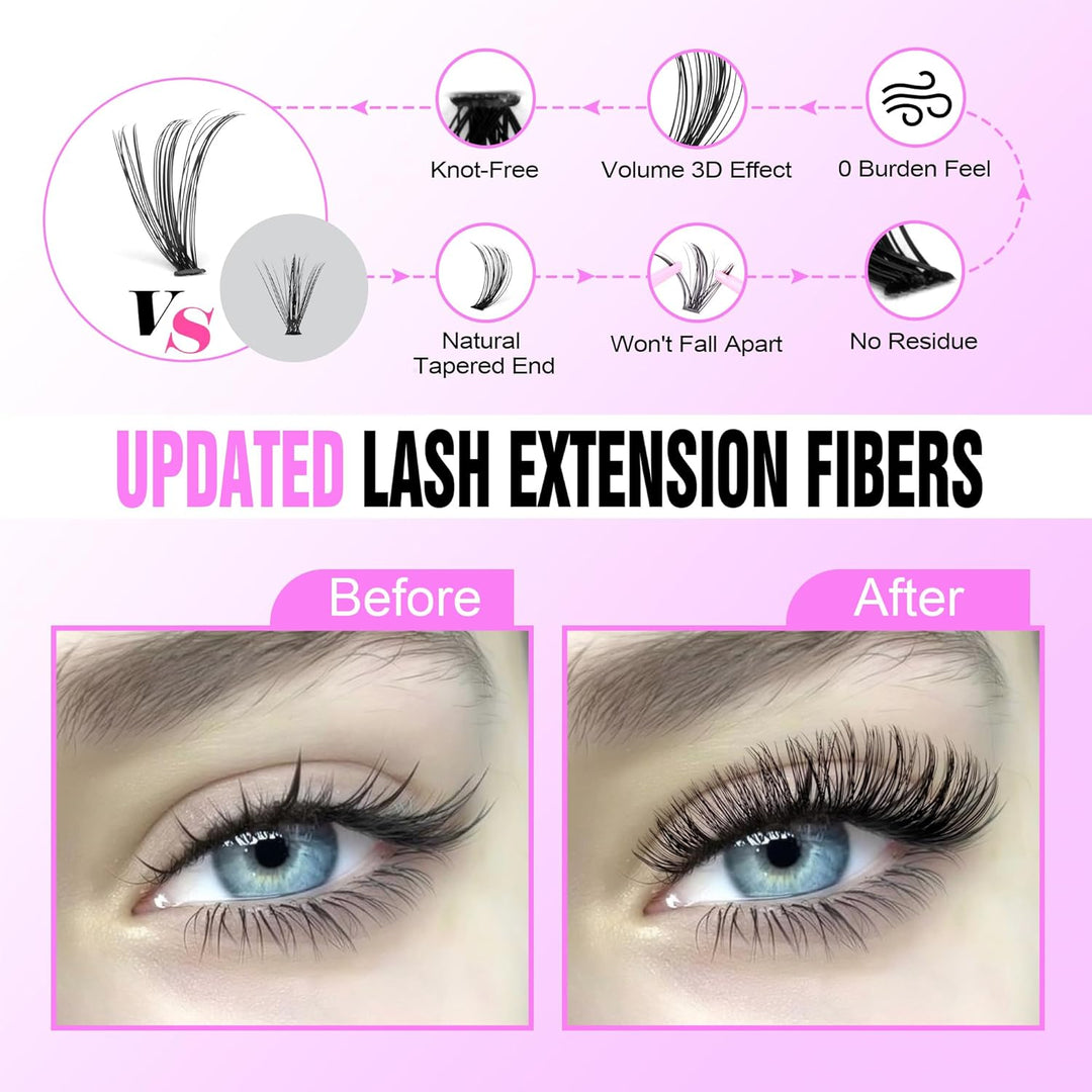 40D Cluster Eyelash Extensions | 280pcs Mix Length 9-16mm | Self-Application