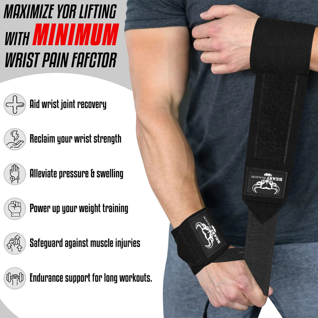 BEAST RAGE® Padded Cotton Lift Straps Lifting Wrist Straps for Weightlifting, Gym, Deadlift, Workout (Pair) Premium Lifting Straps for Gym Men and Women Soft, Supportive Wrist Pads (Black Org)