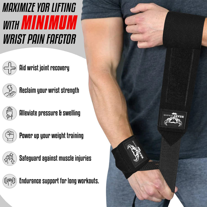 BEAST RAGE® Padded Cotton Lift Straps Lifting Wrist Straps for Weightlifting, Gym, Deadlift, Workout (Pair) Premium Lifting Straps for Gym Men and Women Soft, Supportive Wrist Pads (Black Org)