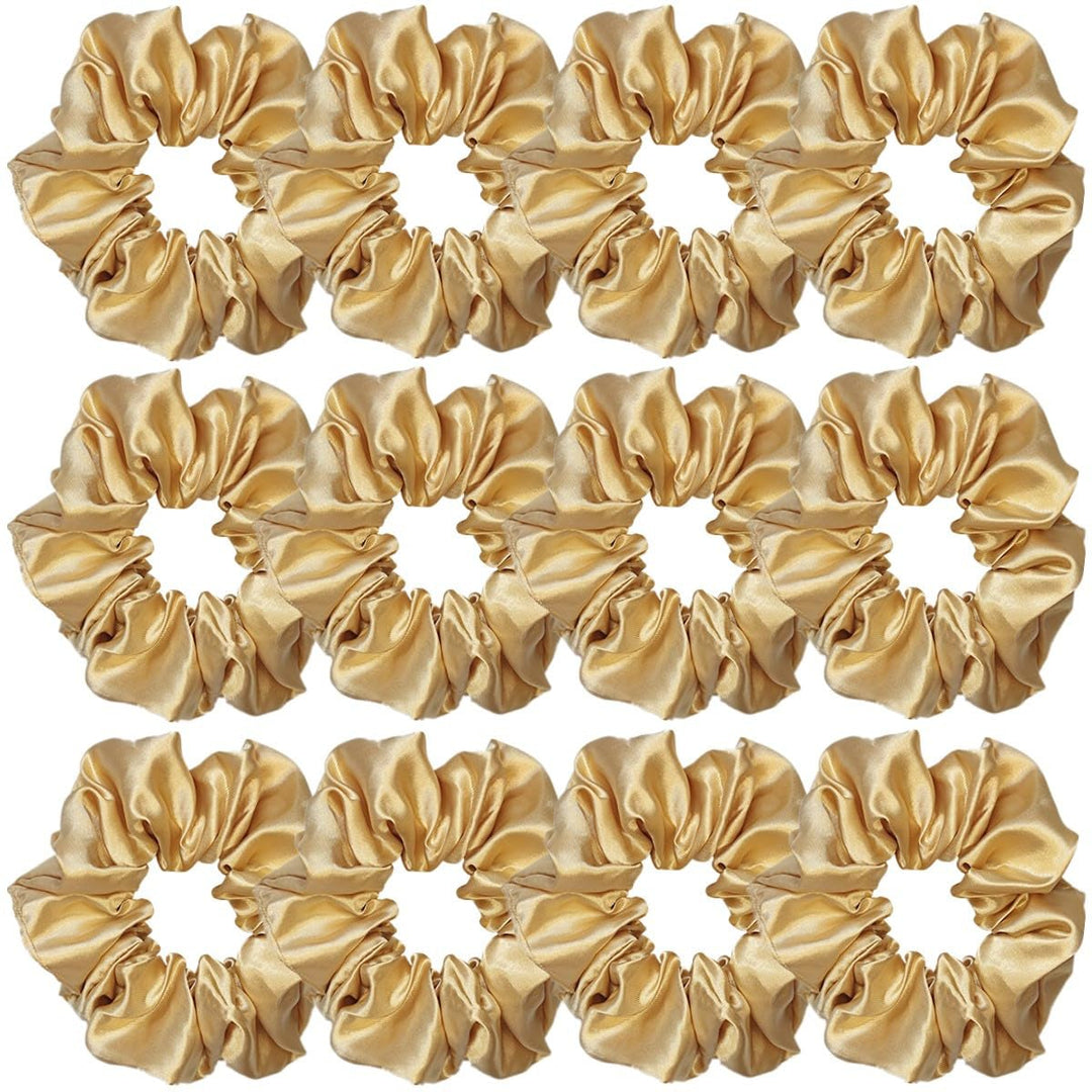 12 Pcs Satin Silk Scrunchies And Hair Accessories - Soft Ties, Fashion Bands, Bows, Ropes, Elastic Bracelets, Ponytail Holders F