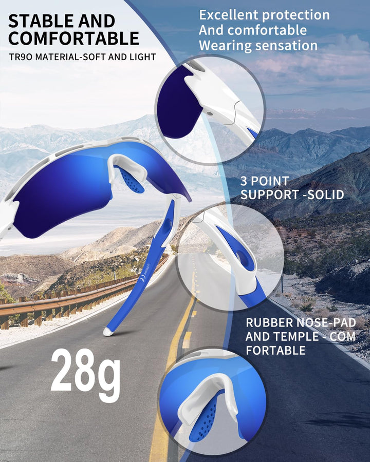 Polarized Sports Sunglasses for Men Women Youth Baseball Cycling Running Driving Fishing Tennis Golf Motor TAC UV400 TR90