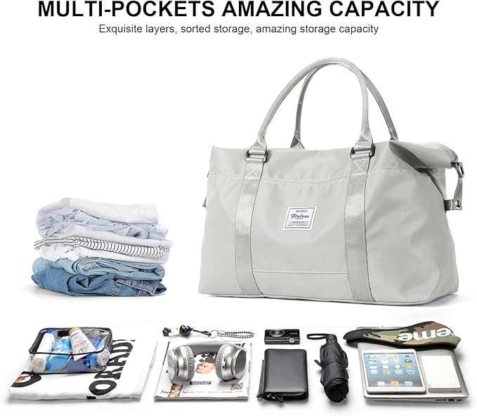 Travel Duffel Bag,Sports Tote Gym Bag,Shoulder Weekender Overnight Bag for Women