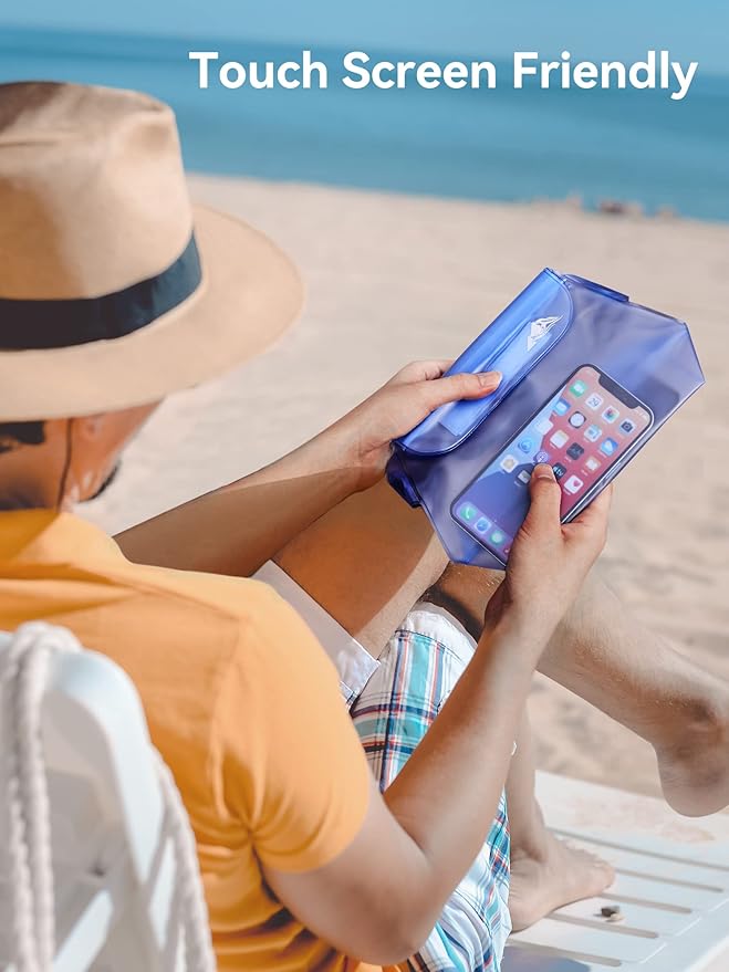 HEETA 2-Pack Waterproof Pouch with Waist Strap, Transparent Screen Touchable Dry Bag Bundled with 5-Pack Clear Waterproof Dry Bag