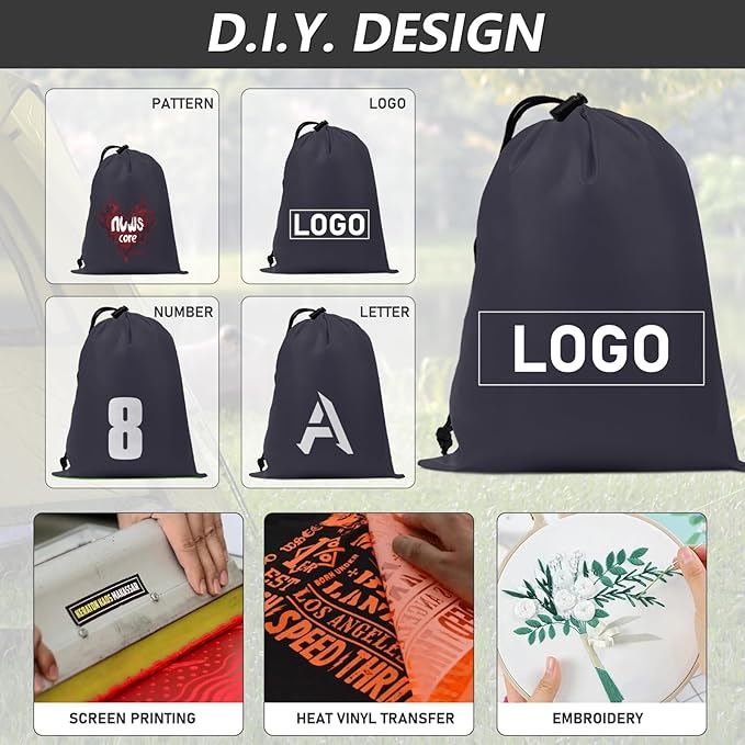 iMucci Upgrade Waterproof Drawstring Bag Sack Nylon Bag Ditty Bag for Gym Traveling, Hiking, Yoga, Shopping