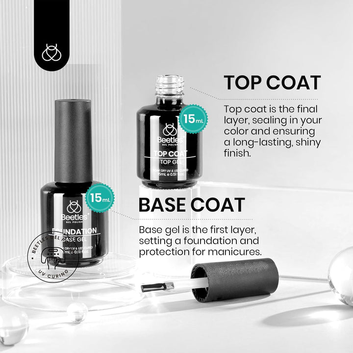 Beetles Matte Gel Top Coat & Base Coat Set | 3Pcs 15ml | Long-Lasting Nail Polish for Women