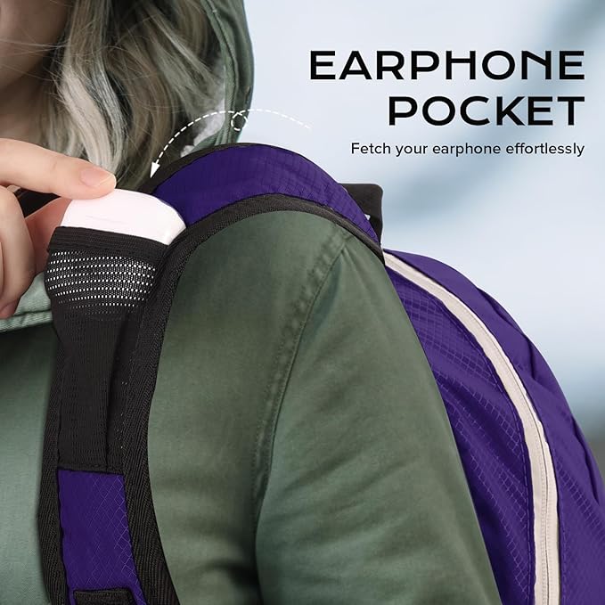 15L Water-resistant Hiking Daypack, Small Backpack Travel Outdoor, Lightweight Day Pack with Tool Loops