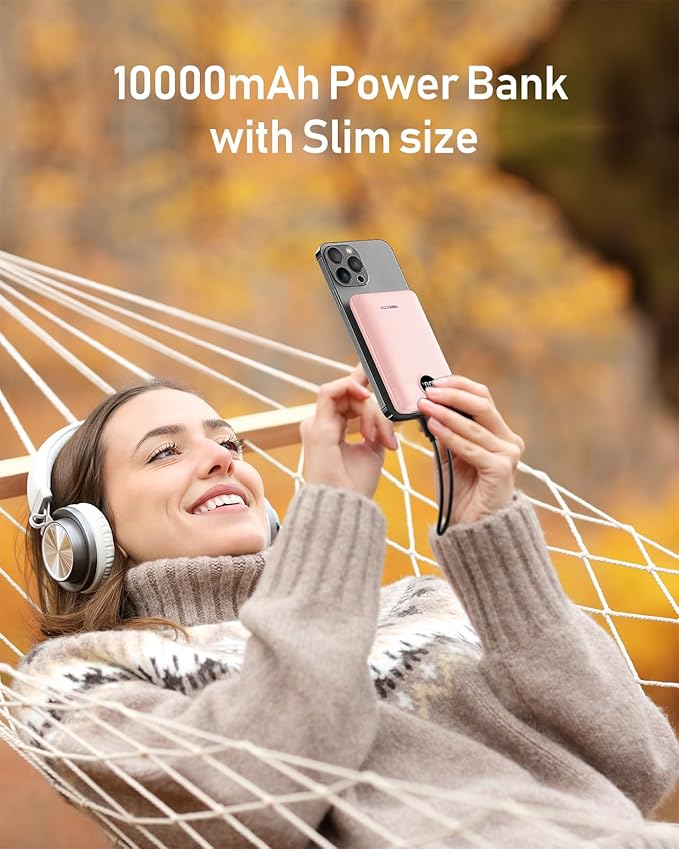 VEEKTOMX Mini Power Bank 10000mAh, 22.5W Fast Charging Small Portable Charger with PD 3.0 & QC 3.0, USB C Slim Lightweight iPhone Charger, Dual Output Compatible with iPhone Samsung, Travel Must Haves