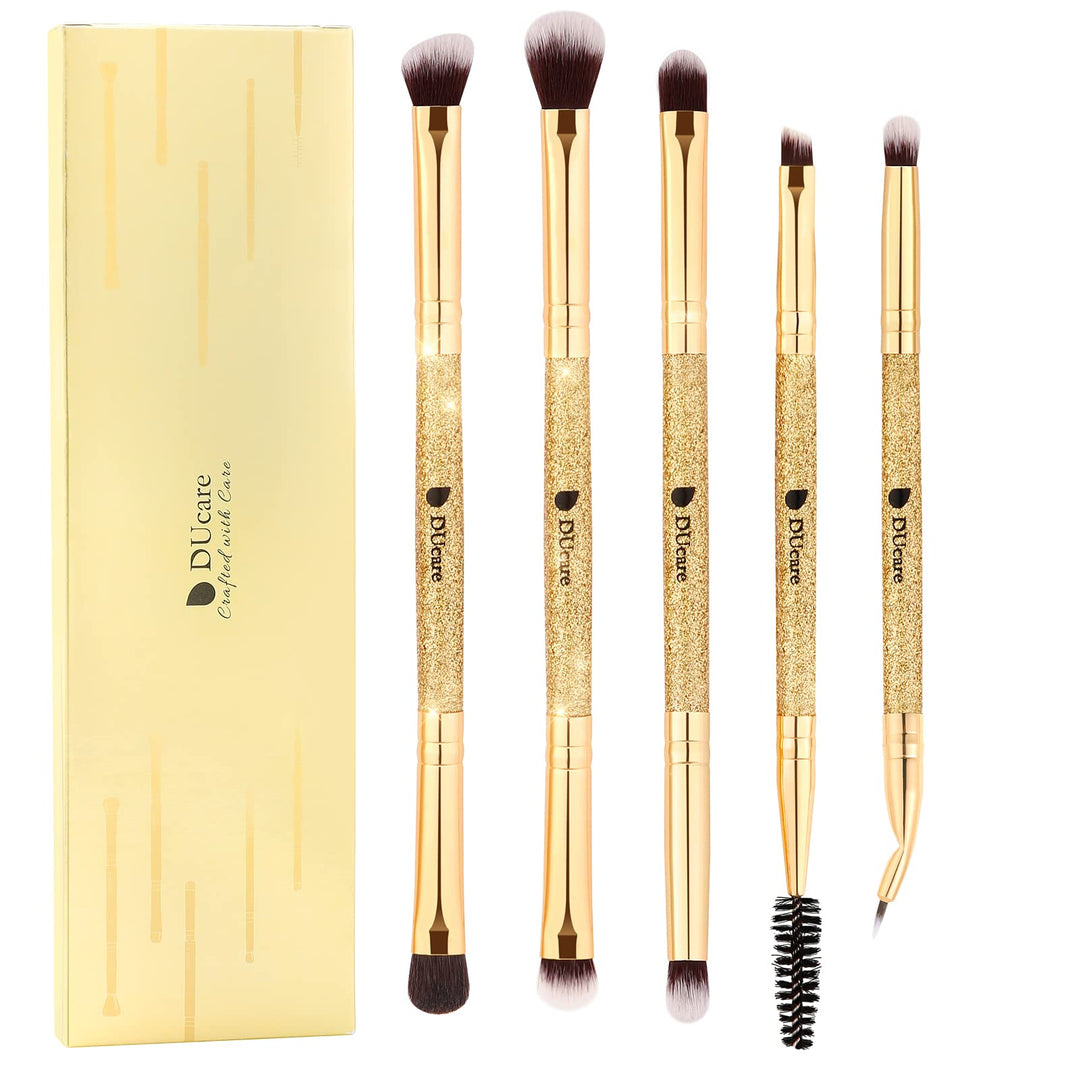 DUcare Eyeshadow Brushes Set Duo End Eye Makeup Brushes Professional Eyeshadow Brush set 5Pcs Travel Concealer Eyebrow Eyelash E