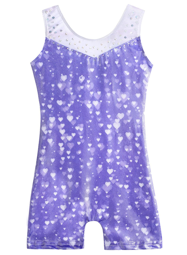 DAXIANG Leotards for Girls Gymnastics with Shorts Purple Dance Unitards Biketards