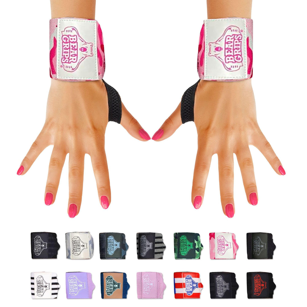 Bear Grips Extra Strength Gym Wrist Wraps for Weightlifting | 2 Wrist Wraps Per Pack | 12" & 18" | Pink, Polyester Material | Unisex