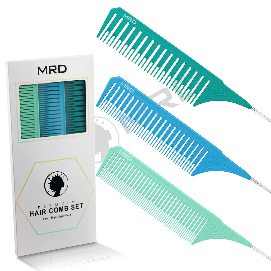 3 Sizes Premium Highlighting Comb Set Professional Weaving Styling With Rat Tail Comb Nylon Teasing Heat Resistant For Hair Salo